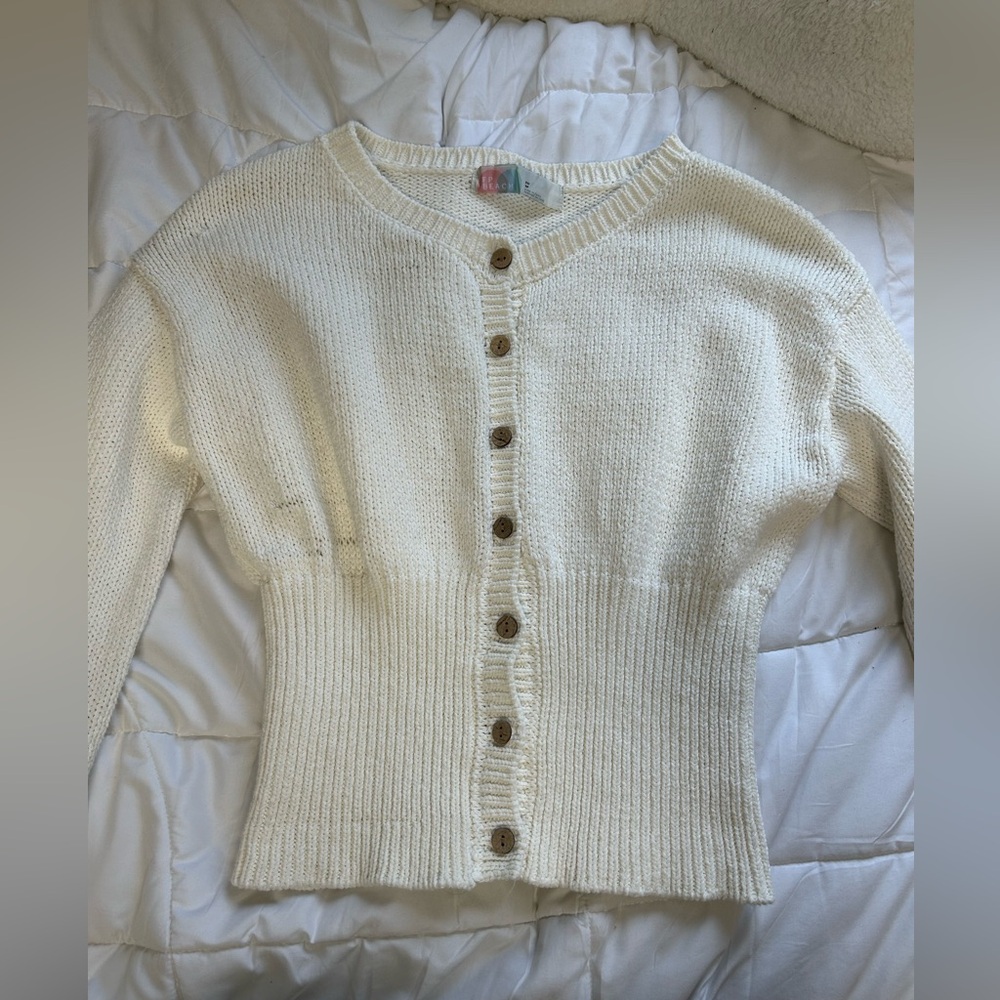 Free People Women’s White Hannah Sweater Cardigan